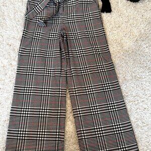 New York & Company Plaid Wide Leg Trouser Pants, size 12 Black White Red